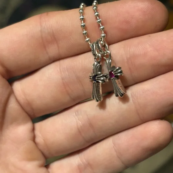 .925 CH RUBY AND SAPPHIRE DOUBLE BABY FAT PENDENT 18 IN. BALL CHAIN NECKLACE - Picture 7 of 9